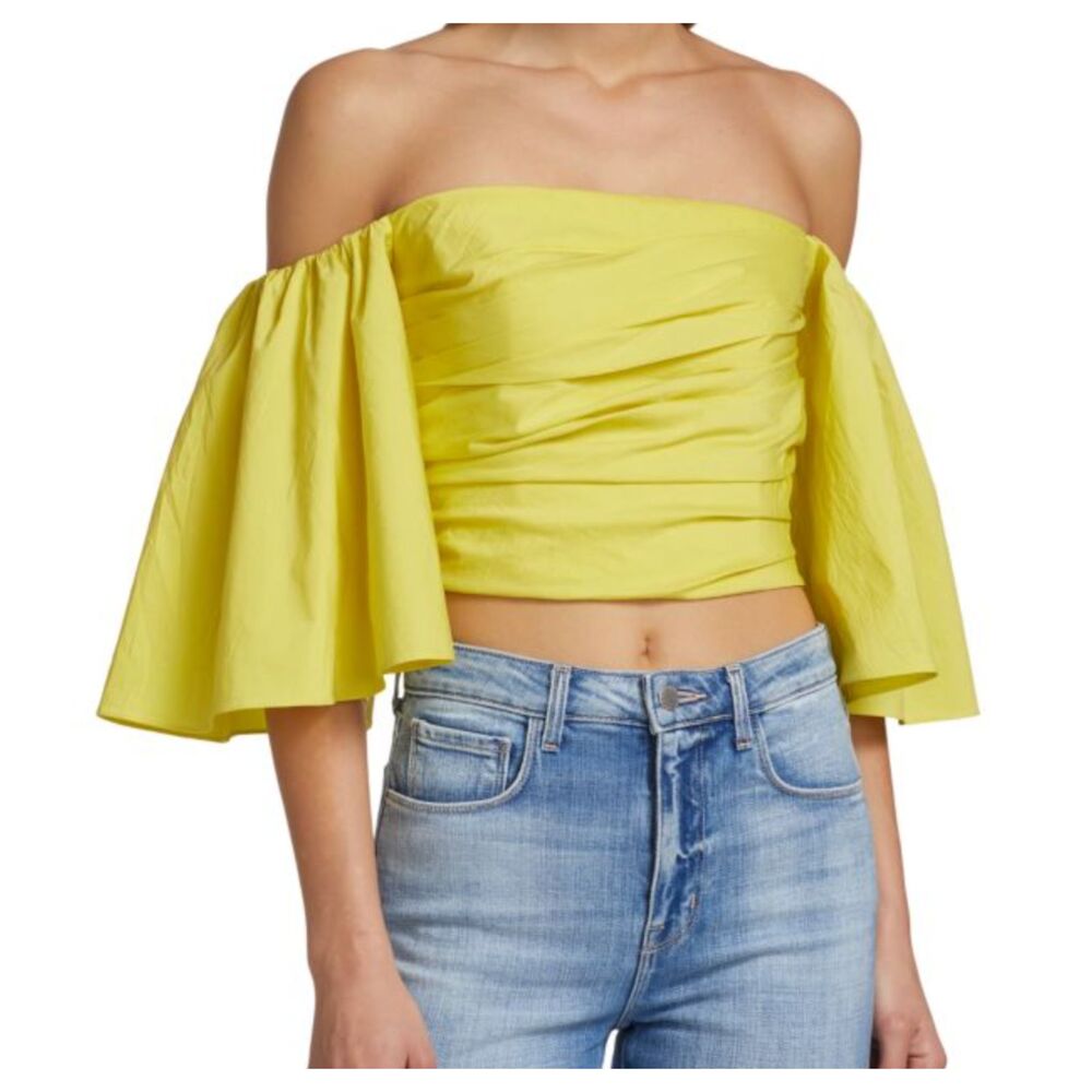 TANYA TAYLORā Sloane Off Shoulder Cropped Blouse Yellow NWT Sz 0